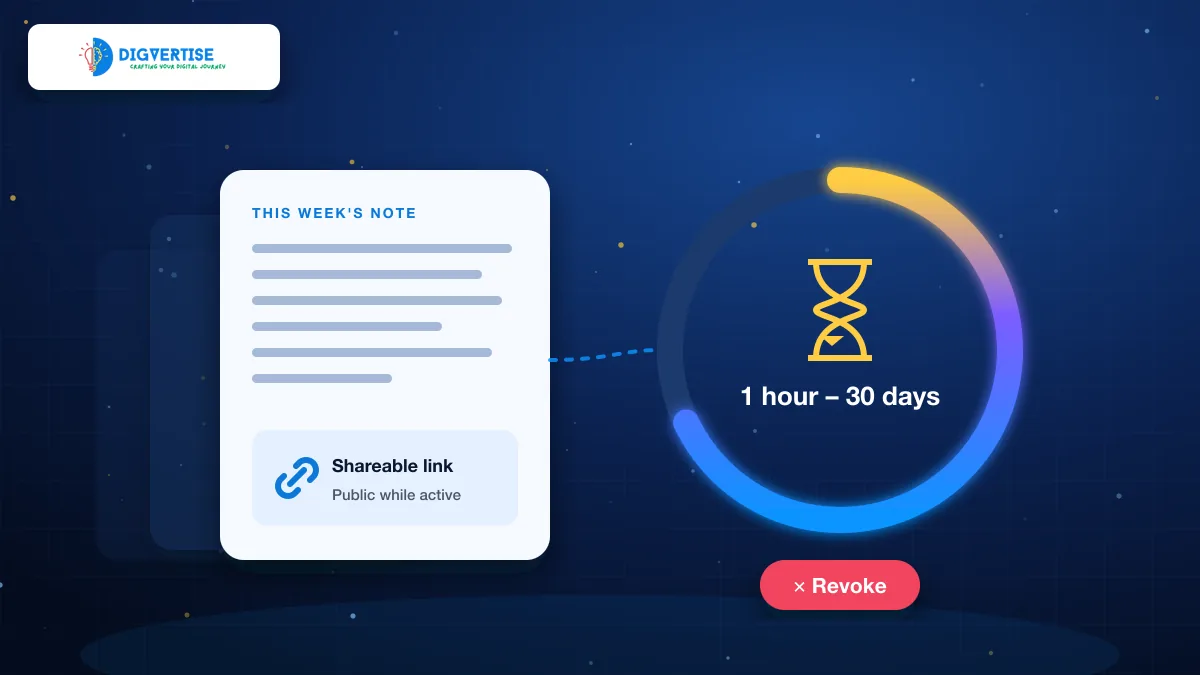 A shared note card with a countdown timer showing that the link expires after a chosen time