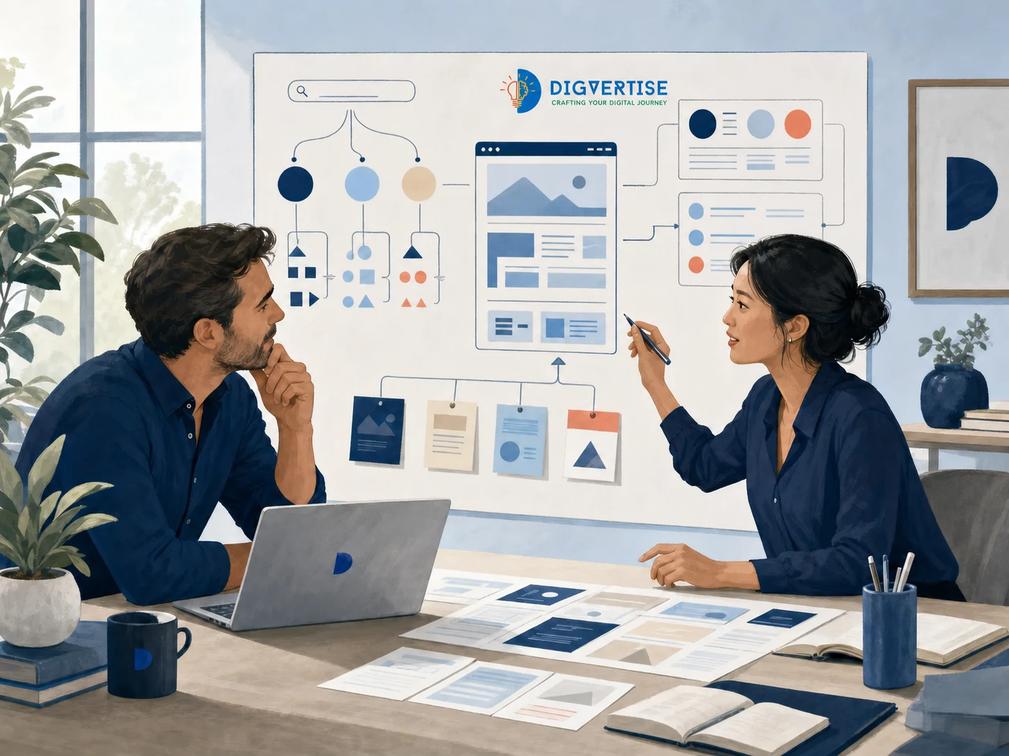 A Digvertise strategist and business owner planning search visibility, useful content and website structure