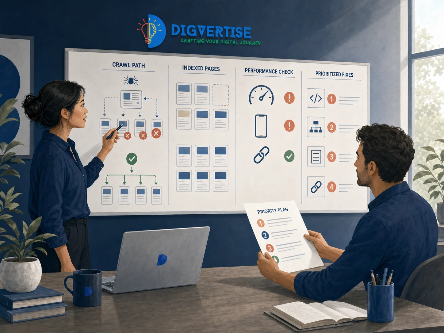 Technical SEO findings organized into clear website priorities